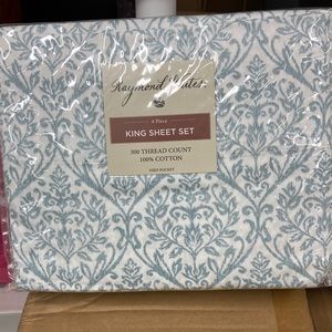 COPY - King 300 count 100% percent cotton sheet set Raymond waites anja aqua
